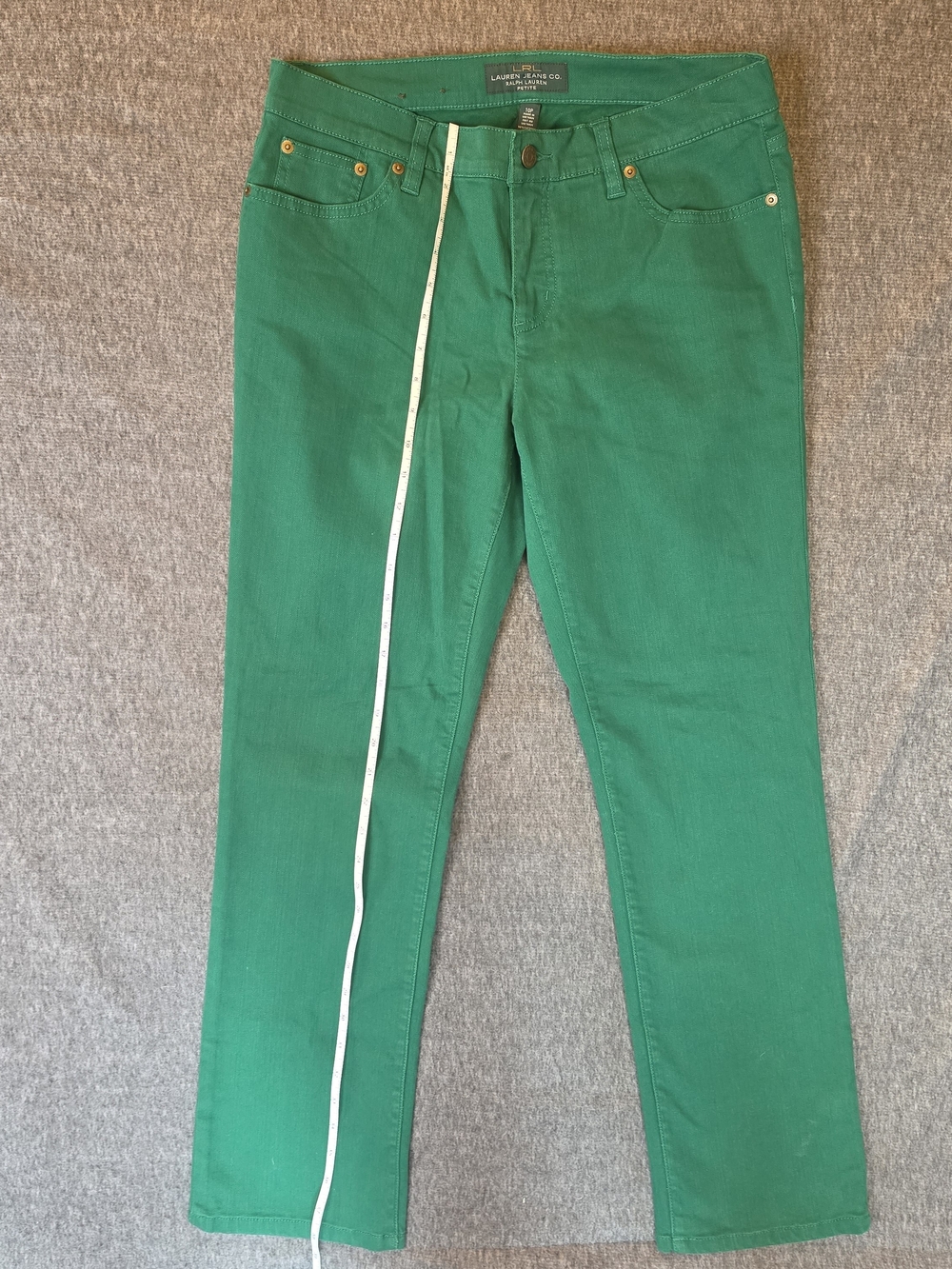 Lauren Ralph Lauren Modern Straight Jeans 10P Green Denim Preppy School Classic - Picture 2 of 11